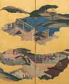 A JAPANESE MID-SIZE SIX -PANEL BYÔBU, PAINTING ON GOLDLEAF, MEIJI PERIOD (1868-1912)