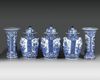 A Chinese blue and white five-piece garniture
