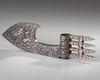 A SILVER INLAID METAL AXE HEAD, 20TH CENTURY