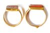 TWO AGATE SEAL GOLD RINGS
