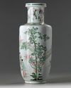 A Chinese famille verte rouleau vase