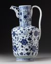 A CHINESE BLUE AND WHITE EWER, QING DYNASTY (1644-1911)