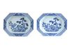 A PAIR OF CHINESE BLUE AND WHITE OCTAGONAL PLATTERS, 18TH CENTURY