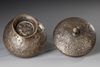 A PERSIAN SILVER INLAID LIDDED BOWL, KHURASAN STYLE, 20TH CENTURY