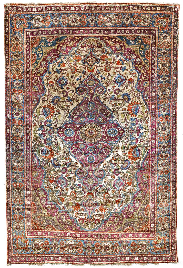 A FARAHAN SILK RUG, MID 19TH CENTURY