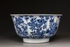 A large blue and white 'floral' bowl