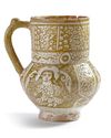 A PERSIAN LUSTRE KASHAN STYLE JUG,19TH CENTURY