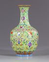 A Chinese famille rose lime green vase