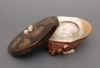 A LARGE JAPANESE ABALONE 鮑 (AWABI)-SHELL WITH LACQUERED LID, MEIJI PEIROD (1868-1912)
