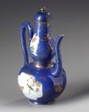 A Chinese powder blue-ground famille verte ewer and cover