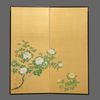 A TWO PANEL FLORAL SCREEN