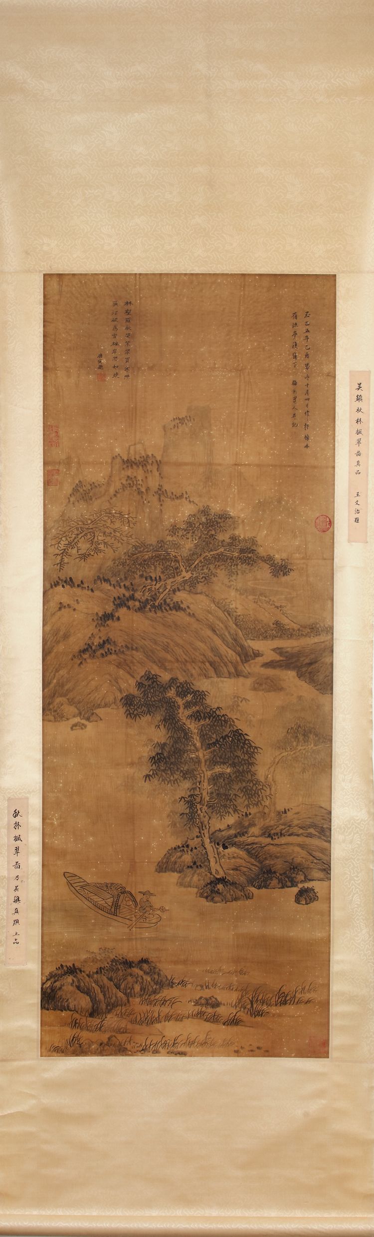A CHINESE 'RIVER LANDSCAPE' HANGING SCROLL