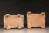 Two green-glazed pottery money boxes
