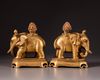A pair Chinese gilt bronze elephants