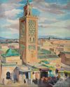 ORIENTALIST SCHOOL, THE KOUTABA IN MARRAKECH, OIL ON CANVAS, 20TH CENTURY