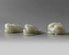 A group of three Chinese celadon jade animals