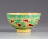 A Chinese yellow ground 'fu bats' bowl