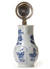 A SILVER MOUNTED CHINESE BLUE AND WHITE MOULDED MILK JUG, KANGXI PERIOD (1662-1722), THE SILVER MARKED 18TH CENTURY
