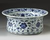 A CHINESE BLUE AND WHITE MING-STYLE BASIN, QING DYNASTY (1644-1911)