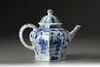 A Chinese blue and white faceted teapot and cover