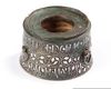A BRONZE INSCRIBED SILVER-INLAY INKWELL BODY, KHORASAN,  12TH-13TH CENTURY