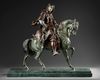 A BRONZE STUDY OF AN ARAB HUNTER ON HORSEBACK, FRANCE, 19TH-20TH CENTURY