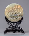 A pair of Chinese celadon jade circular table screens