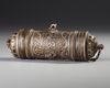 A SILVER AND COPPER INLAID SCROLL HOLDER, PERSIA, 19TH CENTURY