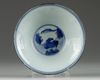 A Chinese blue and white 'Eight Horses of Mu Wang' conical bowl