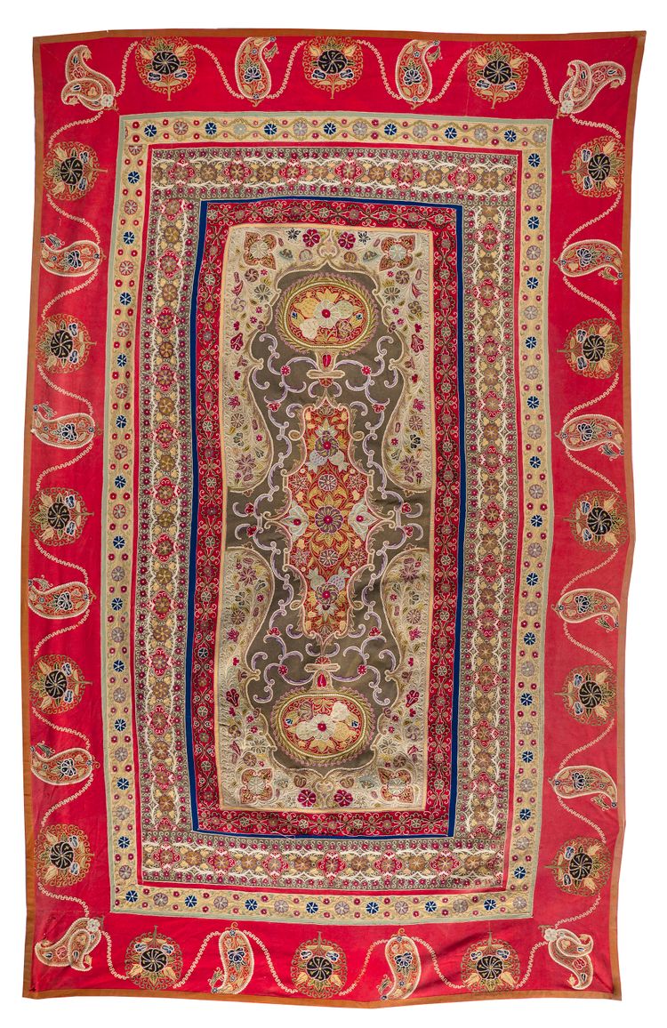 A QAJAR RASHT EMBROIDERY, PERSIA, EARLY 20TH CENTURY