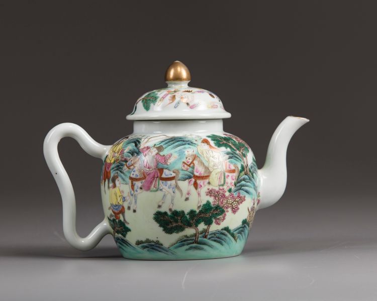 A Chinese famille rose teapot and cover