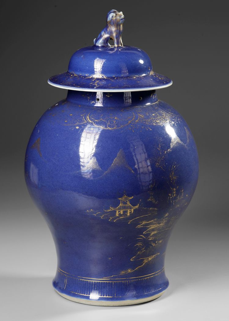 CHINESE COBALT BLUE JAR AND COVER, 19TH CENTURY