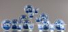 Eight Chinese blue and white cups and saucers