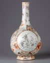 A Chinese imitation-marble en grisaille-decorated bottle vase