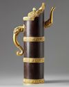 A large Chinese gilt-copper mounted zitan ewer and cover, duomuhu