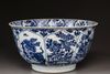 A large blue and white 'floral' bowl