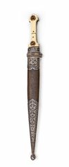LARGE NIELLO SILVER-MOUNTED KINDJAL DAGGER – CAUCASUS, 19TH CENTURY