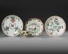A CHINESE FAMILLE VERTE CUP AND THREE SAUCERS, KANGXI PERIOD