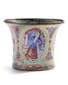 A QAJAR GOLD AND POLYCHROME ENAMELLED GHALIAN CUP, PERSIA, 19TH CENTURY