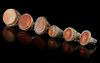 SIX AGATE SEAL SILVER RINGS