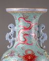A blue-ground famille rose 'dragons' vase