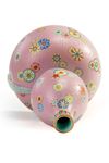 A Chinese pink-ground sgraffiato flower roundel double gourd 'trompe l'oeil' vase
