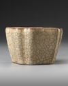 A CHINESE CRACKLE-GLAZED SQUARE-SECTION CUP, QING DYNASTY (1644-1911)