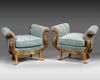 A PAIR OF FRENCH LOUIS XV STYLE GILT WOOD POUFS, LATE 19TH CENTURY