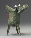 A Chinese bronze tripod ritual tripod vessel, jue