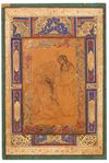 A MAIDEN AND A BEARDED SNAKE CHARMER IN ROCKY LANDSCAPE, QAJAR, PERSIA, 19TH CENTURY