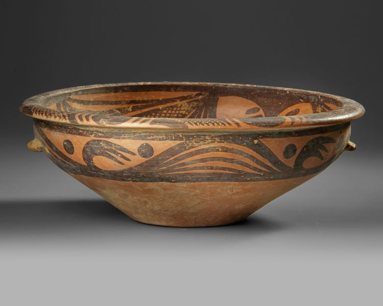 A CHINESE NEOLITHIC MAJIAYAO CULTURE POTTERY BOWL, NEOLITHIC PERIOD, BANSHAN CULTURE GANSU PROVINCE, 3RD CENTURY OR LATER