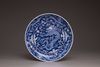 A blue and white 'dragon' dish