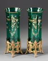 A PAIR OF GREEN GLASS VASES, LATE 19TH CENTURY