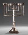 A HAZORFIM STERLING SILVER MENORAH, EARLY 20TH CENTURY